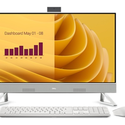 DELL All-In-One EC27250, 27-inch FHD (1920 x 1080) Narrow Border Infinity Touch Display with Wide Viewing Angle, 90 Watt AC Adapter, 5MP IR Tilt Camera (White) , Intel(R) Core(TM) 7 processor 150U(12MB cache, 10 cores, 12 threads, up to 5.4 GHz),