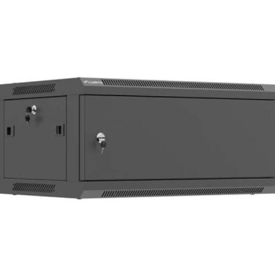 Dulap rack de perete 19", 4U, 600x450 mm, pentru asamblare, usa metalica, RAL9004, IP20, negru