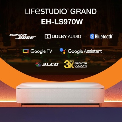 Epson Proiector Lifestudio Grand Plus EH-LS970W - Diamond white, Tehnologie 3LCD, LCD 0.62", 4000 Lumeni, Rezolutie: 4K, Aspect: 16:9, contrast: 5.000.000 : 1, Sursa lumina: Laser, Durata viata: 20.000 ore, Refresh rate: 384 Hz - 480 Hz, Suport HDR, - Img 2