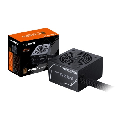 GIGABYTE P750BS. Total power: 750 W, AC input voltage: 200 - 240 V, AC input frequency: 50/60 Hz. Motherboard power connector: 20+4 pin ATX, Motherboard power cable length: 60 cm, SATA power cable length: 150,500 mm. Purpose: PC, Power supply unit (PSU)