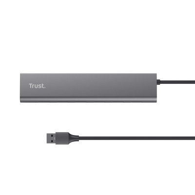 Hub Trust Halyx , 7 porturi USB 3.2 Gen 1, material aluminiu, input USB- C, output USB-A 7, gri - Img 4
