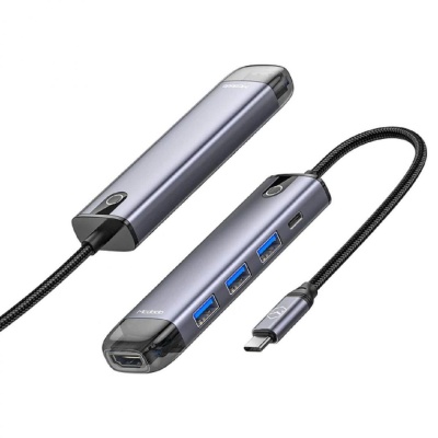 Hub USB MCDODO Multihub 5 in 1 USB-C, 5 porturi, HDMI, Gri