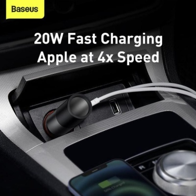 Incarcator auto Baseus Share Together, 1 x USB Output 5V/3A, 1 x USB Type-C max 5V/3A si 1 x bricheta auto 60W, total output 120W, pt. bricheta auto, gri - Img 9
