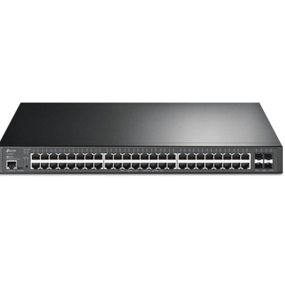 "JetStream™ 48-Port Gigabit and 4-Port 10GE SFP+ L2+ Managed Switch with 48-Port PoE+ PORT: 48× Gigabit PoE+ Ports, 4× 10G SFP+ Slots, RJ45/Micro-USB Console Port SPEC: 802.3at/af, 500 W PoE Power, 1U 19-inch Rack-mountable Steel Case FEATURE: