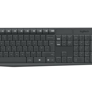 Kit Tastatura + mouse wireless Logitech MK235, interfata USB, distanta de operare pana la 10m, 100 taste, rezolutie mosue 1000 DPI, gri