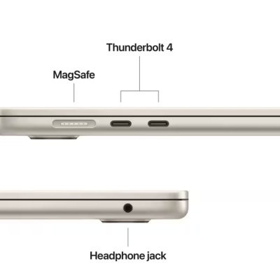 MacBook Air 15.3" Retina/Apple M4 (CPU 10-core, GPU 10-core, Neural Engine16-core)/24GB/1TB - Starlight - INT KB (2025) (Cto from MC6K4RO/A) - Img 3