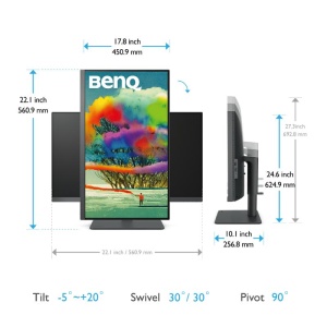 MONITOR BENQ PD2705U 27 inch, Panel Type: IPS, Backlight: LED backlight ,Resolution: 3840x2160, Aspect Ratio: 16:9, Refresh Rate:60Hz, Responsetime GtG: 5ms(GtG), Brightness: 250 cd/m², Contrast (static): 1200:1,Viewing angle: 178°/178°, Color Gamut - Img 9