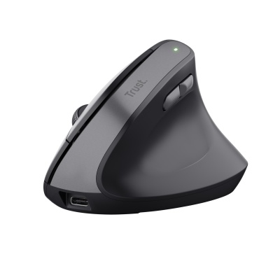 Mouse ergonomic fara fir Trust Bayo II, rezolutie maxima 2400 DPI, 6 butoane, interfata USB-C, 2.4GHz, negru - Img 5