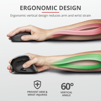 Mouse Trust Voxx, Rechargeable Ergonomic Wireless, negru - Img 7