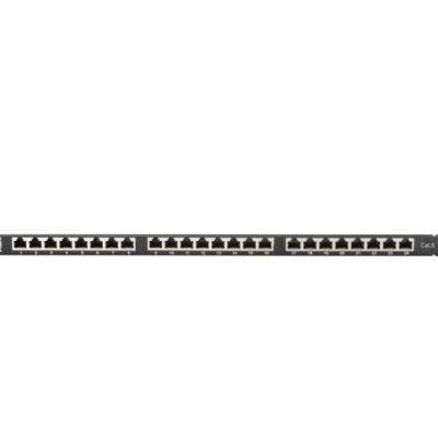 Patch panel 24 porturi 0,5U 19" Cat.6 FTP cu organizator cabluri, ecranat, negru