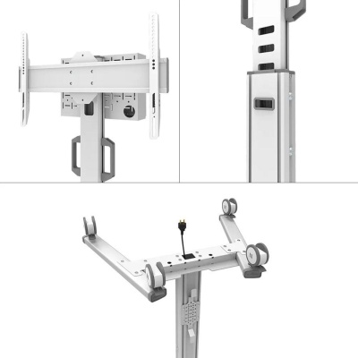 Stand podea mobil Neomounts 37"-75", VESA 100x100~600x400, 70kg, fix, inaltime reglabila, alb - Img 6