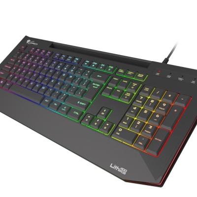 Tastatura gaming cu fir Genesis LITH 400, iluminare RGB, mecanism taste X-Scissors, numar taste 104, lungime cablu 1.8m, dimensiuni 465 x 25 x 195 mm, negru