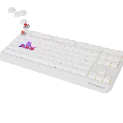 Tastatura gaming mecanica wireless Genesis Thor 230 TKL, iluminare RGB, 87 taste, 11 butoane multimedia, alb - Img 2