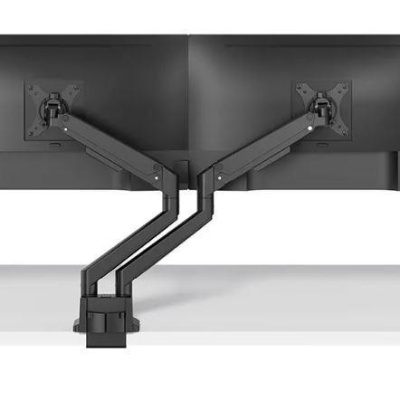 Brat dublu pentru monitor Neomounts, tip full motion, pentru display-uri cu diagonale 17"-32", sistem de prindere VESA 75x75~100x100mm, greutate maxima suportata 9 kg per ecran, tilt +45°, -45°, swivel +90°, -90°, rotate +180°, -180°, reglabil pe - Img 4