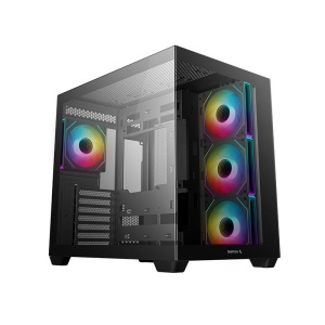 Carcasa DEEPCOOL CG550 4F Mid Tower ARGB NEGRU, Tempered Glass+ABS+SGCC, Sloturi Expansiune 7, Drive Bays: 2x3.5" 2+1x2.5", Ventilatoare Suportate: 10 (spate: 1x120mm, sus: 3x120mm sau 2x140mm, lateral: 3x120mm sau 2x140mm, jos: 3x120mm), Ventilatoare