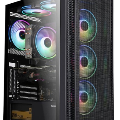 Carcasa gaming Serioux Quantum, fara sursa, tip middle tower, capac superior cu filtru magnetic de praf, panoul lateral: sticla securizata, sasiu: SPCC 0.6T, USB2.0x2+HD Audio, USB 3.0 x1, porturi rezervate pentru ventilator:, față: 3 x ventilatoare fixe
