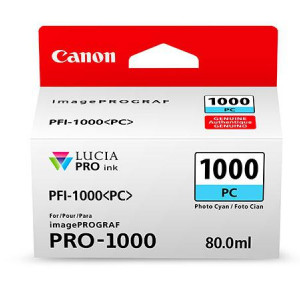 Cartus cerneala Canon PFI-1000PC , photo cyan, capacitate 80ml, pentru Canon imagePROGRAF PRO-1000.