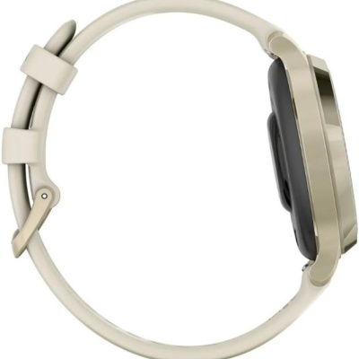 Ceas Garmin Lily 2 Active, display AMOLED, dimensiune afisaj 25,4 mm x 21,3 mm, rezolutie afisaj 240 x 201 pixeli, memorie 8GB, autonomie pana la 9 zile, rezistanta la apa pana la 5 ATM, greutate: 24,4g, ramă MLunar Glod şi curea Bone din silicon - Img 4