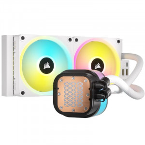 Cooler CPU Corsair H100i, ventilator 2x120 mm, baza cupru, Socket support Intel 1700, Intel 1200, Intel 1150, Intel 1151, Intel 1155, Intel 1156, AMD AM5, AMD AM4, alb