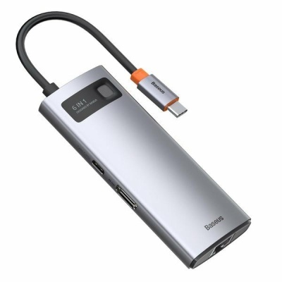Docking Station Baseus Metal Gleam Series 5-in-1, conectare PC USB Type- C, USB 3.0 x 3, USB Type C x 1 PD 100W 5V / 9V / 14.5V / 20V 5A (Max.), HDMI x 1/4K/30Hz, gri - Img 7