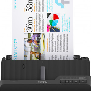 EPSON ES-C320W A4 Compact wi-fi Sheetfed Scanner, Rezolutie optica: 600 x 600 DPI, Sursa lumina: ReadyScan LED technology, Viteza scanare:30ppm, Capacitate ADF: 20 coli, Volum scanare: 3500 pagini/zi, Duplex, Formate:BMP, JPEG, TIFF, multi-TIFF, PDF,