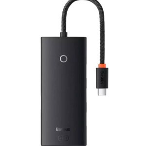 Hub extern Baseus Lite, porturi USB: USB 3.0 x 4, conectare prin USB Type-C, lungime 0.25m, negru