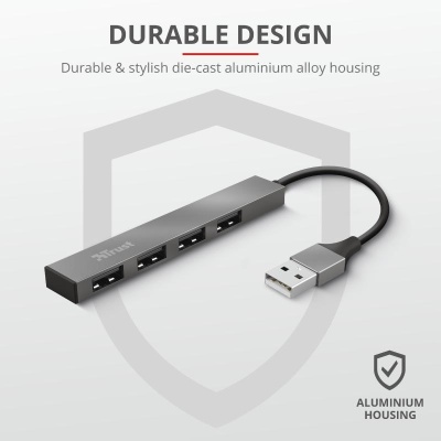 Hub USB Trust Halyx Aluminium, 4 porturi, aluminiu - Img 4