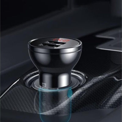 Incarcato auto Baseus Digital Display, 2 x USB Output 5V/4.8A, total output 24W, pt. bricheta auto, afisaj digital, argintiu - Img 11