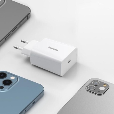 Incarcator retea Baseus Speed Mini, Quick Charge 20W, 1 x USB Type-C 5V/3.0A, alb - Img 7