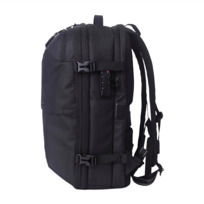 Lemontti Rucsac Smart Premium cu Vacuum si pompa vid 5 capete inclusa, 30-60L pentru cabina avion, impermeabil, doua mufe incarcare USB: USB-A si Type-C, extensie suplimentara, sistem antifurt, Negru - Img 6