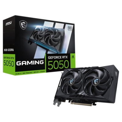 MSI GeForce RTX 5050 8G GAMING OC. Graphics processor family: NVIDIA, Graphics processor: GeForce RTX 5050. Discrete graphics card memory: 8 GB, Graphics card memory type: GDDR6, Memory bus: 128 bit. Maximum resolution: 7680 x 4320 pixels. DirectX