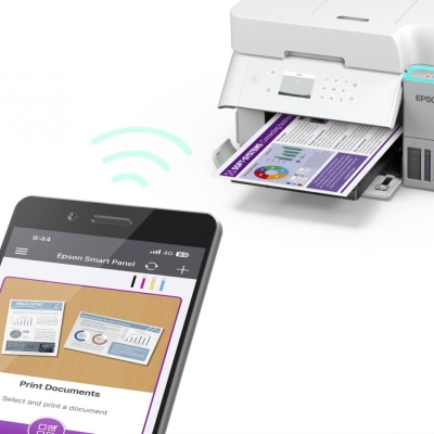 Multifunctional inkjet color Epson EcoTank CISS L6376, culoare alb, dimensiune A4 (Printare,Copiere, Scanare), printare borderless, viteza 35ppm alb-negru, 23ppm color, rezolutie 4800x1200 dpi, alimentare hartie 250 coli,ADF 30 coli, duplex automat - Img 3