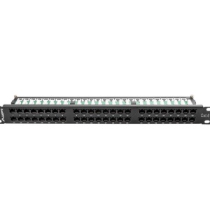 Patch panel 48 porturi 1U 19" Cat.6 UTP negru