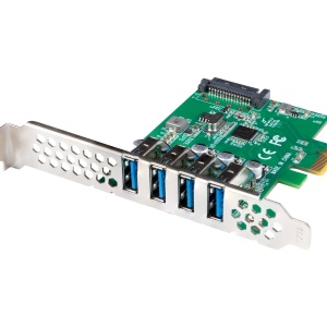 Placă PCI Express x1 4x USB-A 3.1 Gen1 low-profile