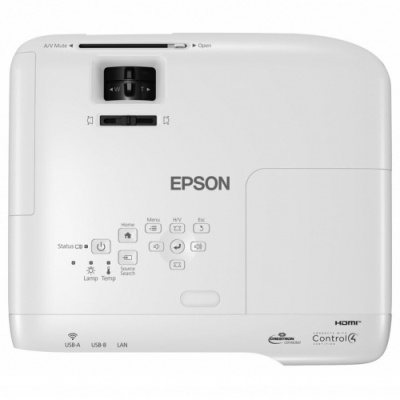 Proiector Epson EB-992F, 3LCD, 4000 lumeni, FHD 1920*1080, 16:9, 16.000:1, lampa 6.500 ore/ 17.000 ore Ecomode, zoom 1.6, dimensiune maxima imagine 300", USB 2.0 Type A, USB 2.0 Type B, RS-232C, Ethernet interface (100 Base-TX / 10 Base-T), 2* VGA, 2*