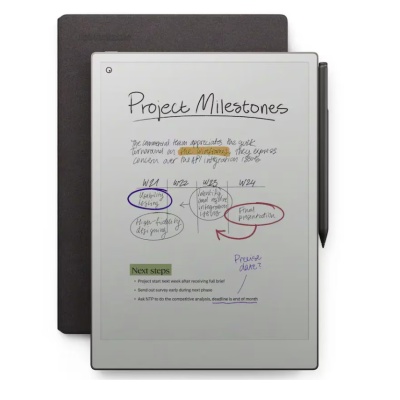 ReMarkable Paper Pro Tablet- Marker Plus Black + Book Folio Mosaic Weave Basalt