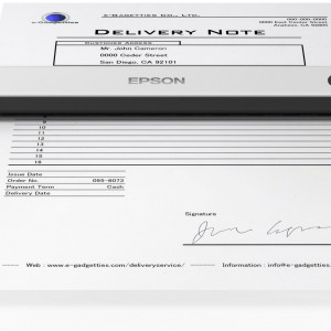 Scanner Epson DS-70 portabil, dimensiune A4, tip sheetfed, viteza scanare: 5.5 sec/pacina alb-negru si color, rezolutie optica 600x600dpi, , fiabilitate ciclu de lucru zilnic 300 pagini, formate ieşire : BMP, JPEG, TIFF, multi-TIFF, PDF, searchable PDF,