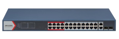 Switch Hikvision Fast Ethernet DS-3E1326P-EI(B), 24 porturi, PoE