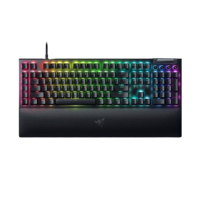 Tastatura mecanica gaming BlackWidow V4 (Yellow Switch), taste ABS, layout US, iluminare RGB, cu 6 butoane customizabile, suport pentru incheietura magnetic, negru