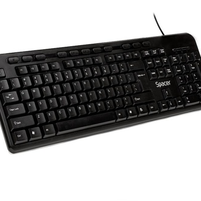 Tastatura Spacer SPKB-169 cu fir, USB, multimedia, 104 taste + 11 taste multimedia, anti-spill, negru