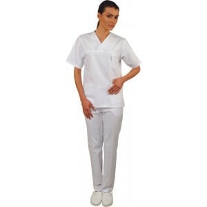 Costum Medical Alb Unisex – bluza si pantalon - Medicalcorp.ro