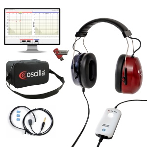 Set complet audiometru portabil Oscilla A60 cu căști și cabluri USB - Medicalcorp.ro