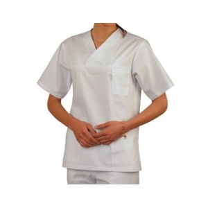 Bluză Medicală Albă Unisex – Trei Buzunare, Mărimi S–2XL