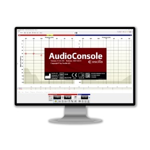 Interfață software AudioConsole Oscilla A60 pe laptop - Medicalcorp.ro