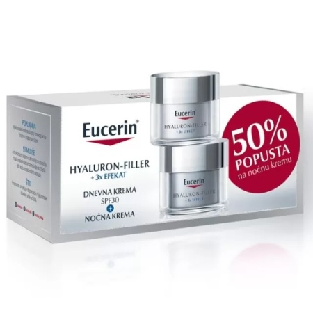 Eucerin Box Hyaluron-Filler dnevna krema za suvu kožu spf30 50ml + Hyaluron-Filler noćna krema 50ml 50ml