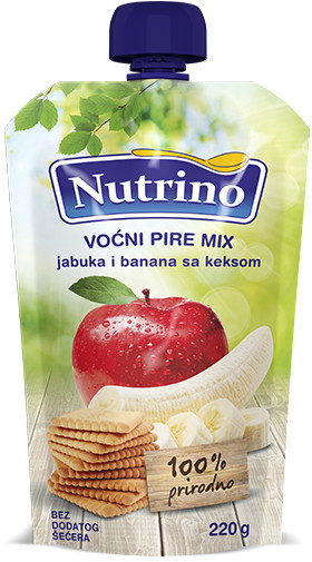 Nutrino Voćni Pire Mix - jabuka i banana sa keksom