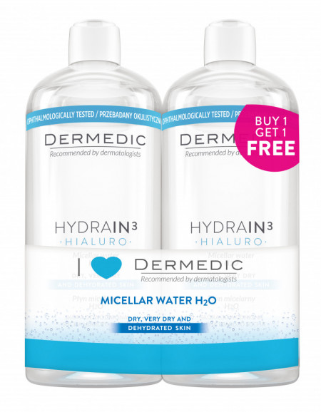DERMEDIC HYDRAIN3 HIALURO micelarna voda H2O 1+1 GRATIS