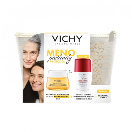VICHY NEOVADIOL PROMO Hranjiva noćna nega u postmenopauzi 50 ml + VICHY ROLL-ON CLINICAL CONTROL 50ml + KOZMETIČKA TORBICA