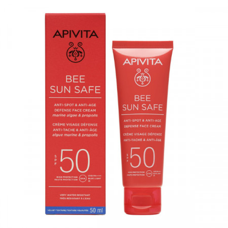Apivita Bee sun safe krema za lice protiv tamnih fleka i starenja spf50+ 50ml