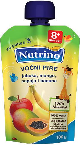 Nutrino voćni pire–jabuka, mango, papaja, banana